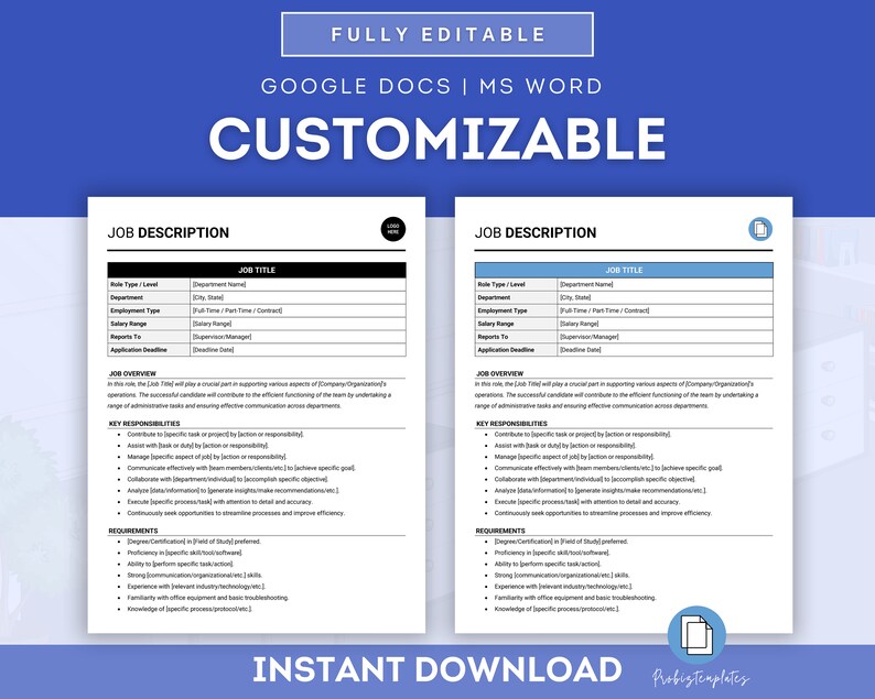 Job Description Template, General Job Description, Position Description ...