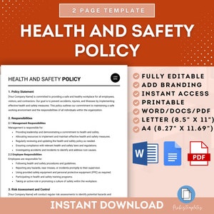 Política de seguridad y salud de los empleados, plantilla de política de lugar de trabajo seguro, acuerdo de salud y seguridad para nuevas contrataciones, políticas de empleados, políticas de recursos humanos