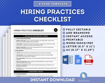 Checkliste für Einstellungspraktiken, Anleitung für Best Einstellungspraktiken, Checkliste für die Einstellung von Mitarbeitern, Vorlage für Einstellungsverfahren