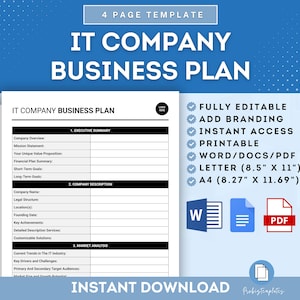 IT Company Business Plan Template, IT Business Startup Strategy Outline, Technology Company Plan Template, IT Startup Business Plan Template
