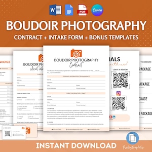 Boudoir Photography Contract Bundle, Photography Agreement Template, Photo Session Contract, Boudoir Session Forms, Client Intake Form