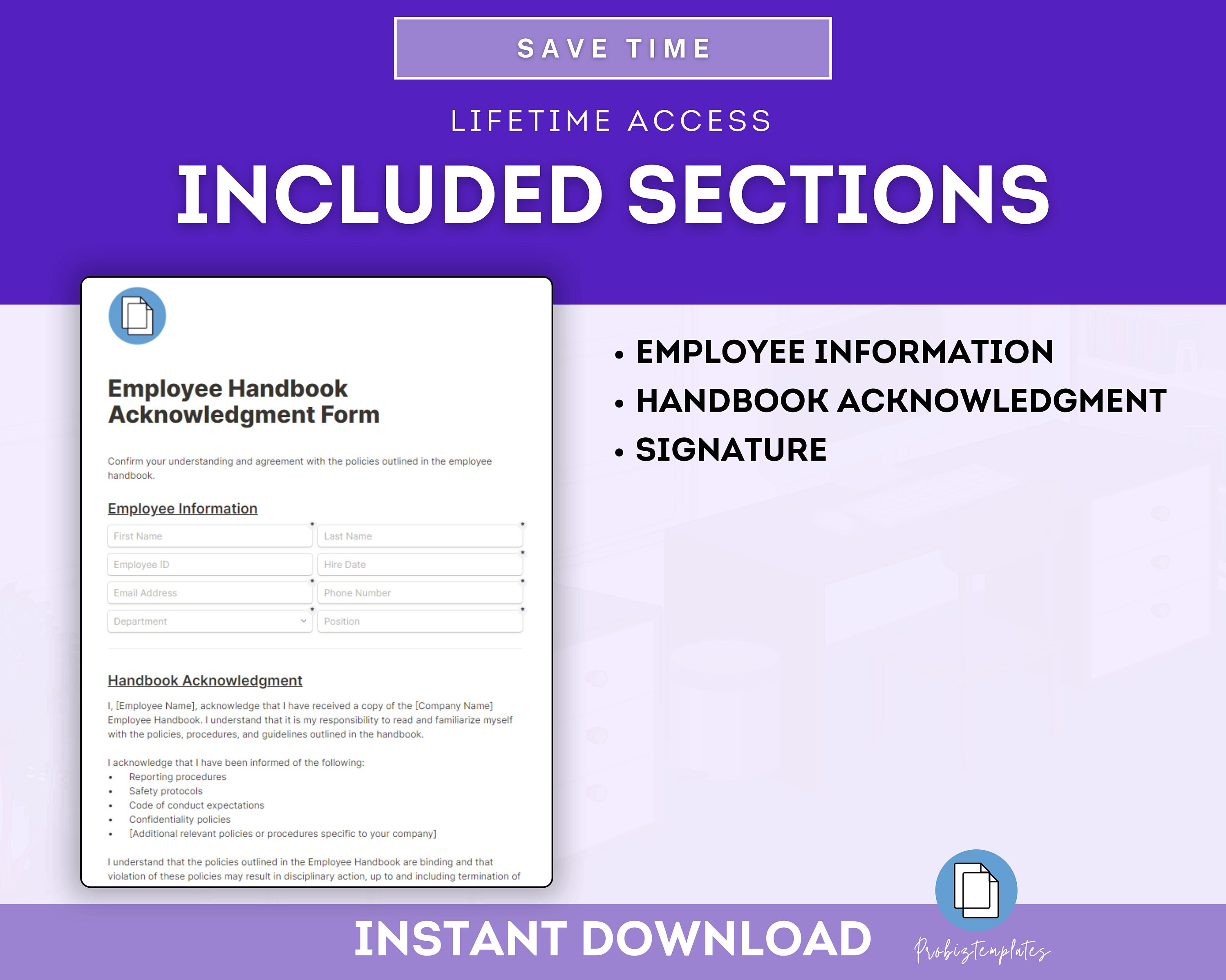 Employee Handbook Acknowledgment Online Form, Employee Handbook ...