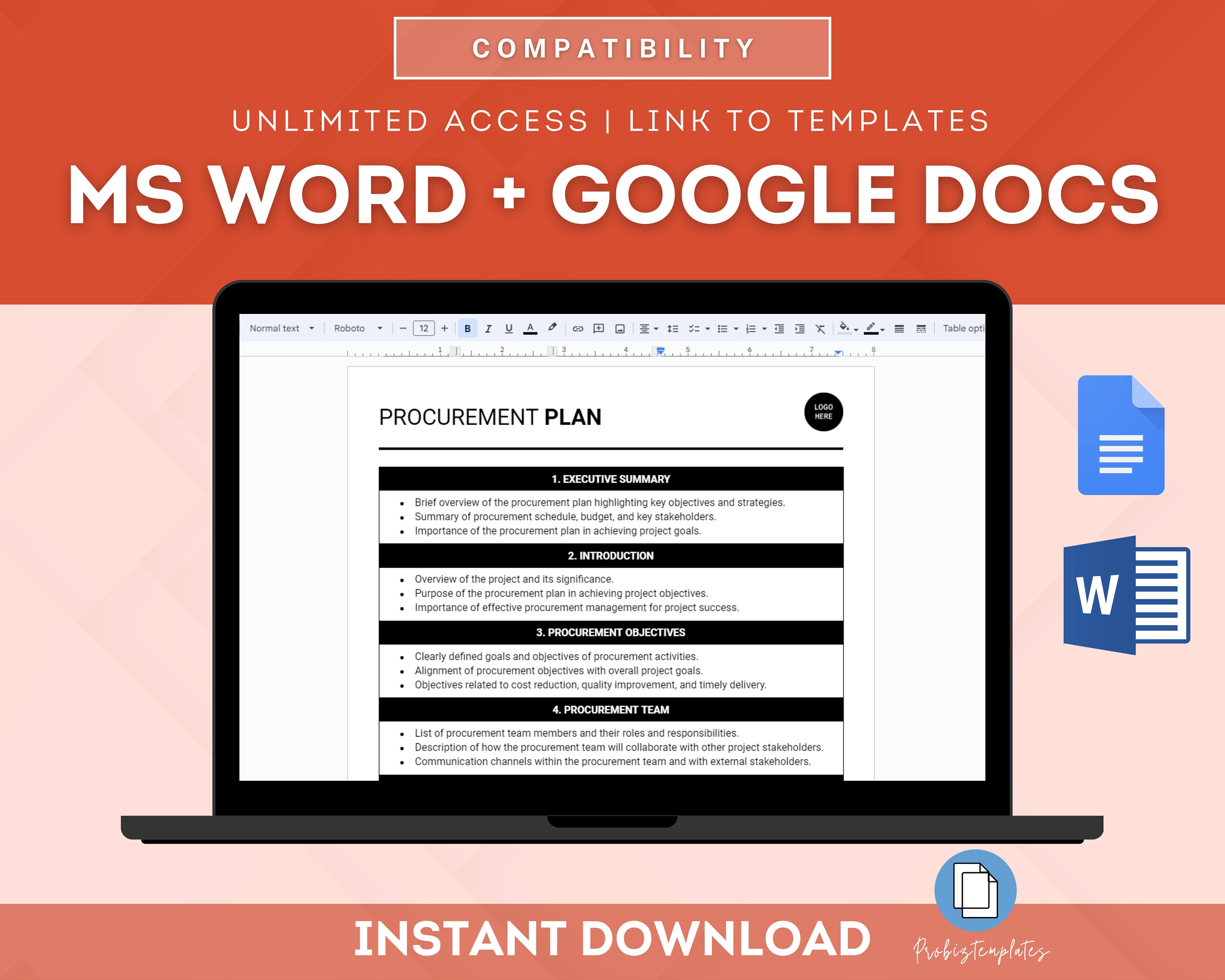 Procurement Plan Template, Procurement Strategy Template, Purchase Plan ...