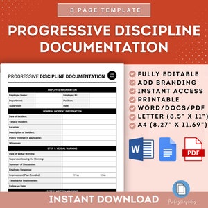 Szablon dokumentacji Progressive Discipline, Dokumentacja dyscypliny pracowniczej, Formularz rejestru dyscypliny, Rejestr Progressive Discipline