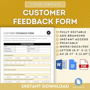 Customer Feedback Form Template, Client Satisfaction Survey, Buyer Feedback Form, Service Evaluation Form, Customer Feedback Questionnaire