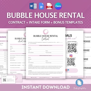 Bubble House Rental Contract Bundle, Inflatable Rental Agreement Template, Event Rental Contract, Inflatable House Forms, Client Intake Form