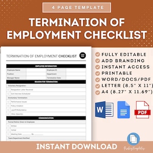 Checkliste für die Schließung des Arbeitsverhältnisses, Schritte zur Mitarbeiterkündigung, Prozess der Arbeitsbeendigung, Checkliste für das Verfahren bei der Schließung des Arbeitsverhältnisses