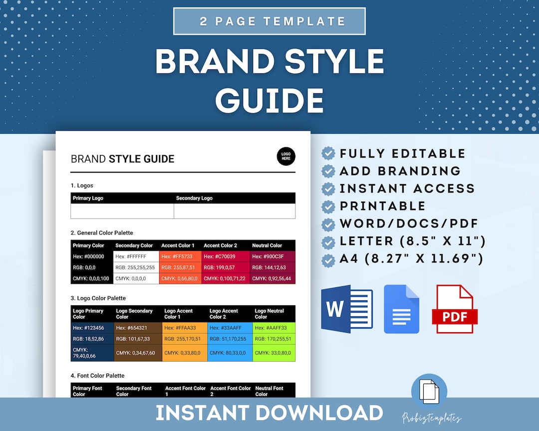 Brand Style Guide Template, Company Brand Style Guidelines, Branding ...