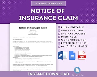 Notice of Insurance Claim Template, Insurance Claim Notification, Claim Submission Notice, Insurance Claim Request, Claim Filing Notice