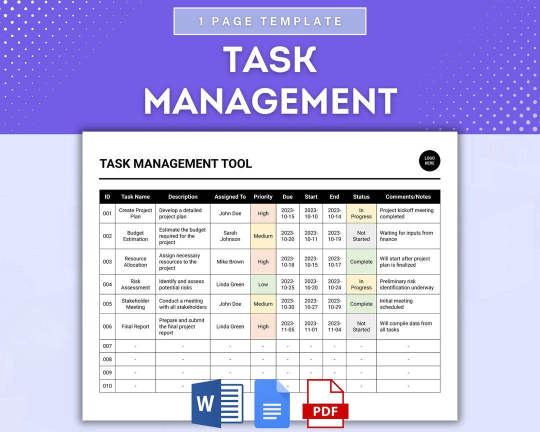 Task Management Tool Template, Task Organization Template, Productivity ...