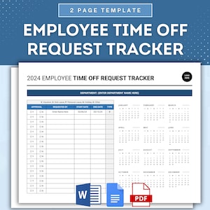 Employee Time Off Request Tracker 2024 Template, Staff Leave Management Tool, Employee Absence Tracking Tool, Time Off Request Log 2024