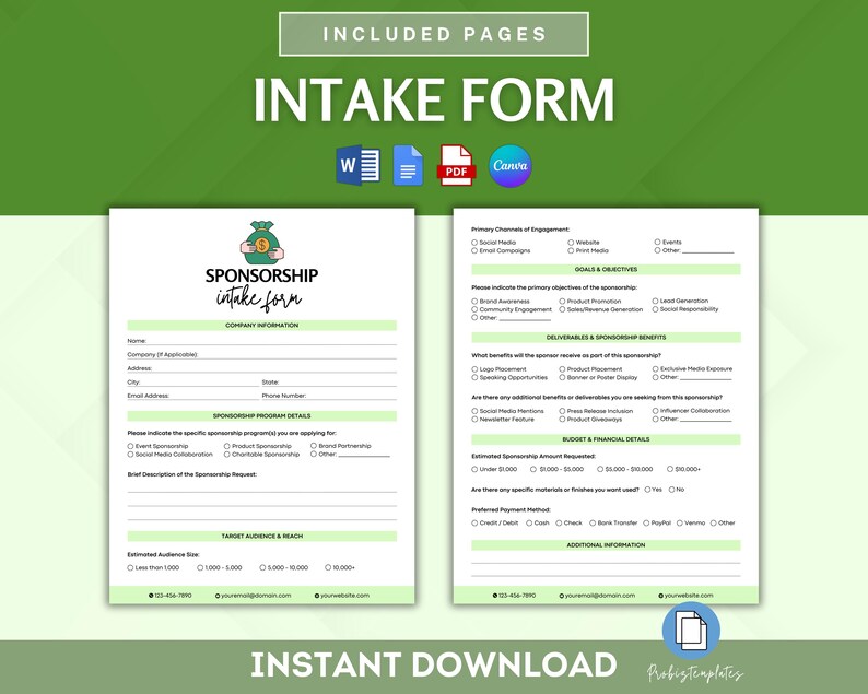 Sponsorship Contract Bundle, Brand Partnership Agreement Template ...