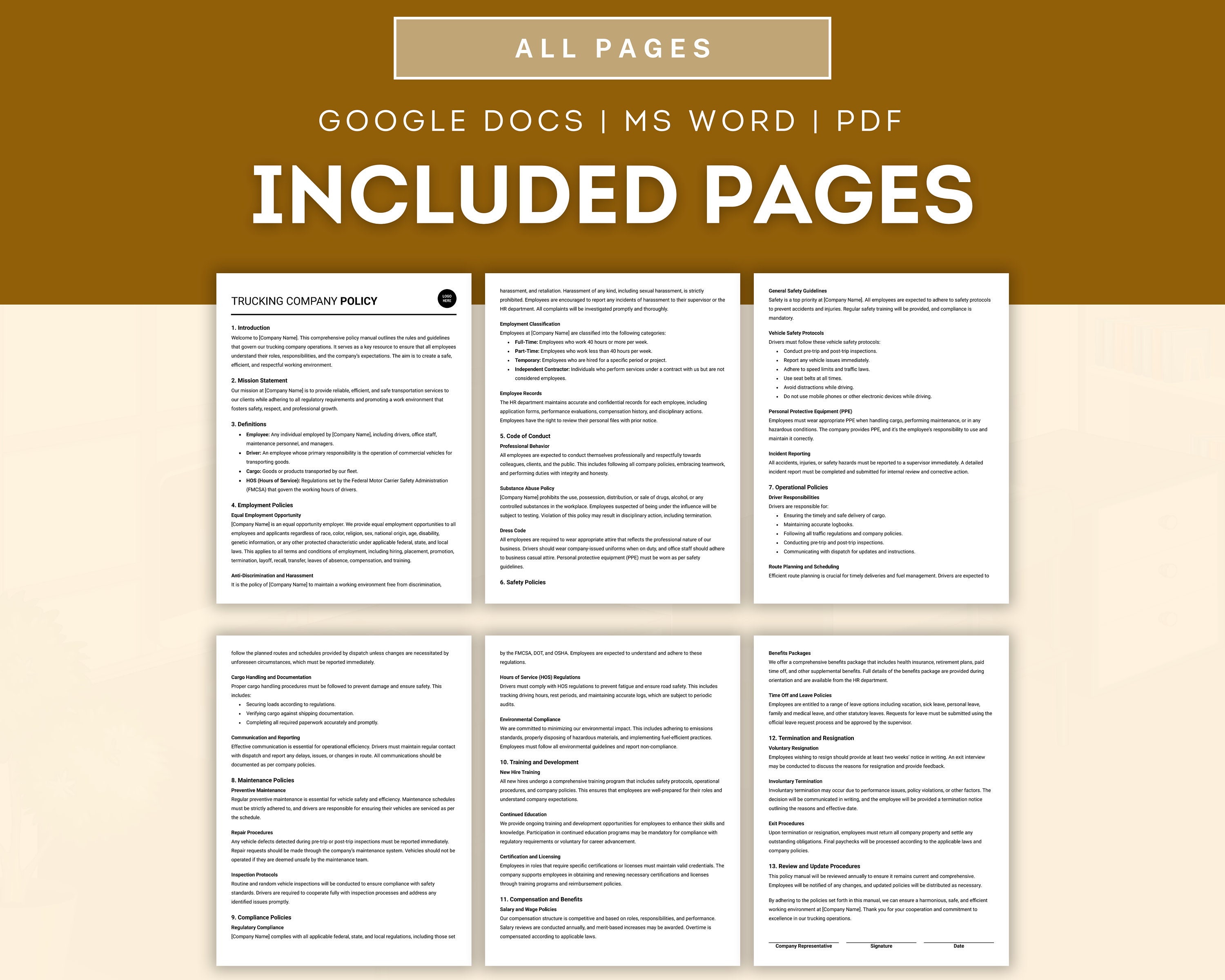 Trucking Company Policy Template Trucking Operations Policy Trucking