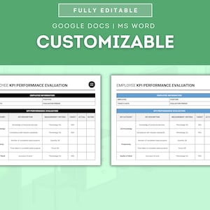 Employee KPI Performance Evaluation Form Template, Performance Metrics ...