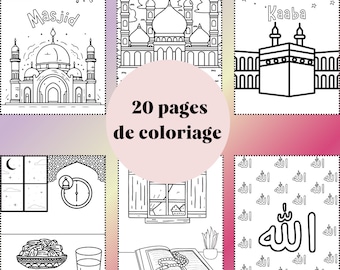 Libro da colorare per bambini | Attività stampabile per bambini musulmani | Scarica digitale | Disegni da colorare islamici