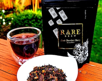 Rare Dark Chocolate Cherry Loose Leaf Black Tea - Premium Herbal Hot Tea Blend