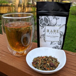 Rare Loose Leaf Tea - Raspberry Pomegranate White Tea - Fruit Herbal Tea - Iced Tea Blend