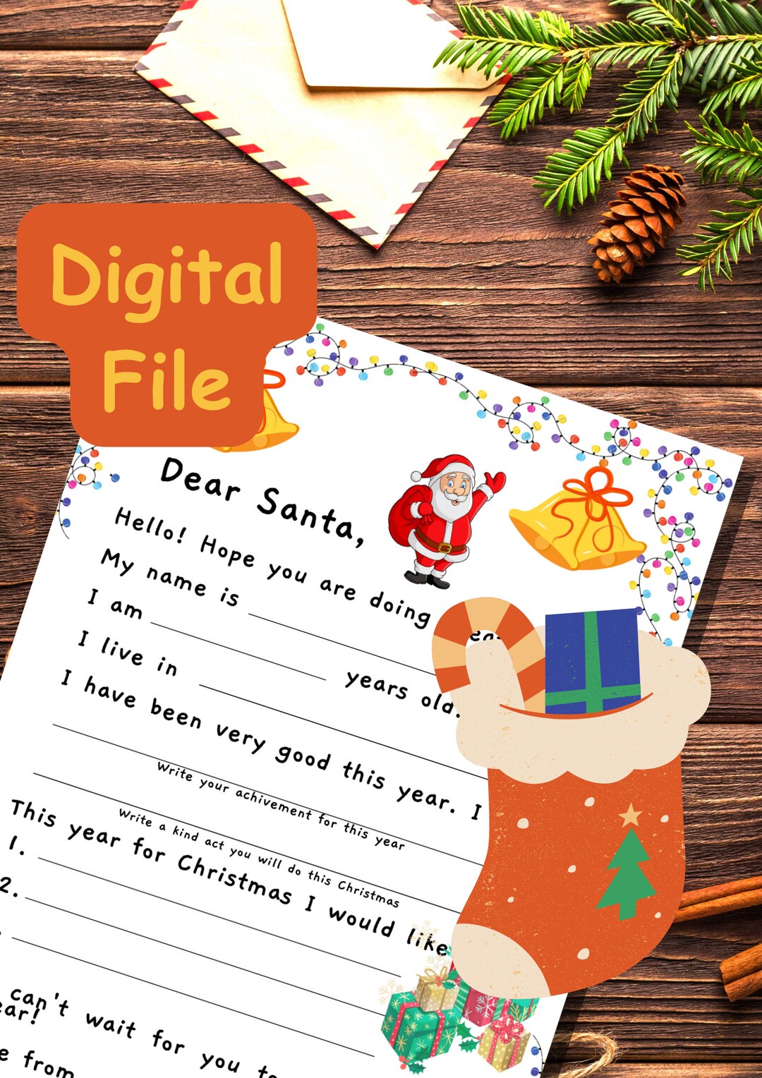 Santa's Merry Letter &amp; Colouring Fun for Kids: Fillable Christmas ...