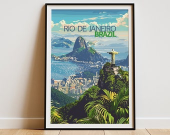 Rio de Janeiro Art Print Unframed Brazilian Landscape Christ the Redeemer Statue Copacabana Beach Vibrant Cityscape Travel Wall Art Brazil