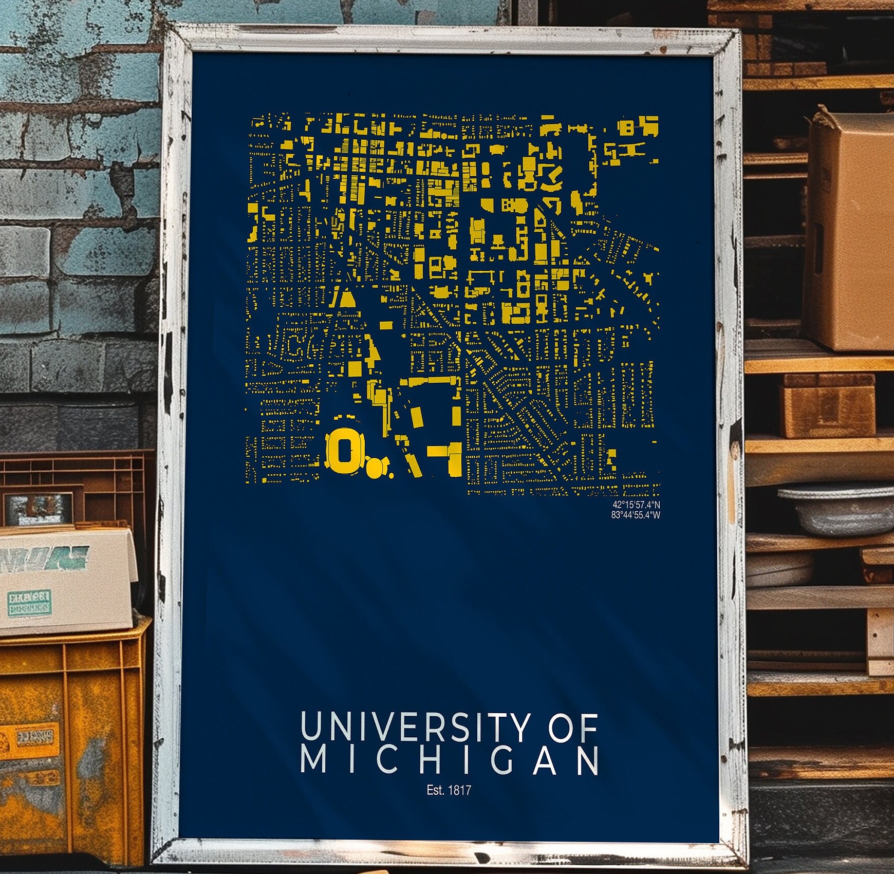 University of Michigan Map Poster, Wolverines Print, Ann Arbor Decor ...