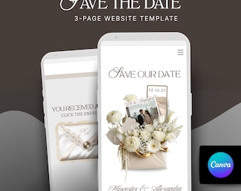 Ivory Save the Date Website Template | Minimaliste Wedding | Wed Countdown | Wed Save the Dates | Saved the Date | Saving the Date