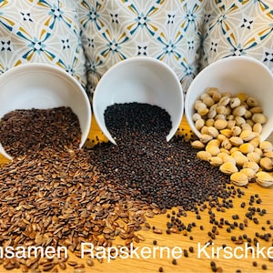 3 Kammer Leinsamenkissen, Kirschkernkissen, Rapskernkisssn, Waffelpique 40 cm x 22 cm immagine 6