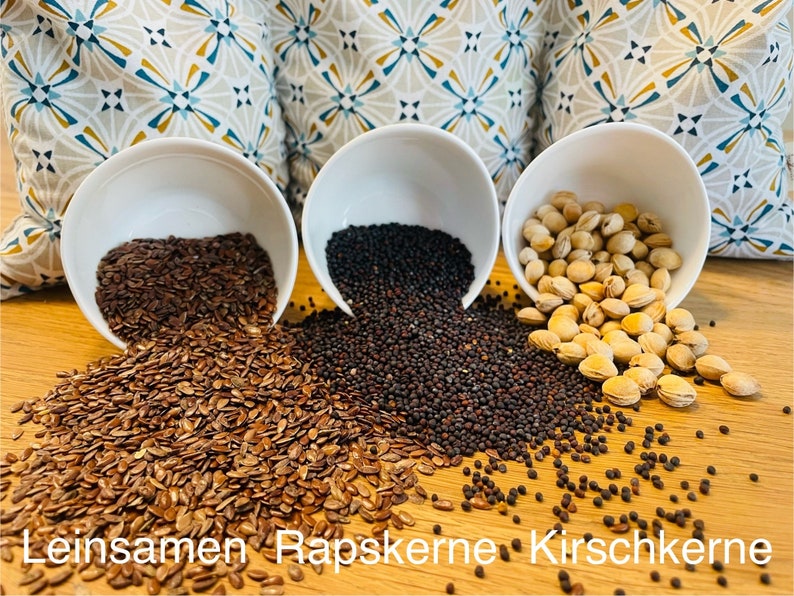 4 Kammer Leinsamenkissen, Rapskernkissen, Waffelpique 48 cm x 16 cm Bild 7