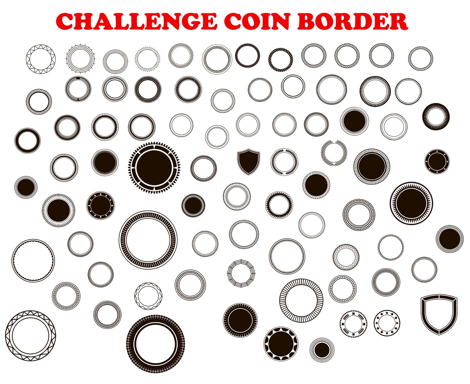 Challenge Coin Laser Engraving, Coin Border Designs for Cricut SVG EPS ...