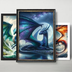 Set of 4 Wings of Fire New Home Decor Gift Wall Art Digital | Printable Prints Painting Downloadable | Elemental Dragons Posters Canvas