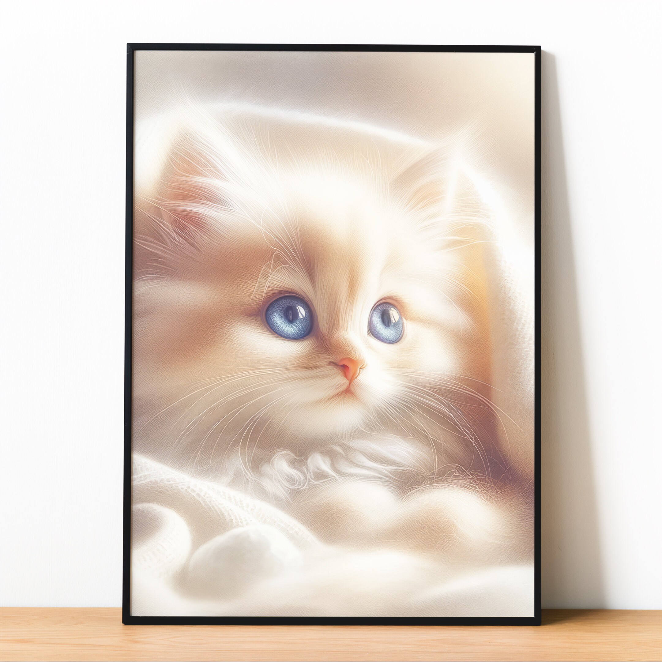 Set of 4 Cute Cat Wall Art Printable Posters | Cute Cat Canvas ...