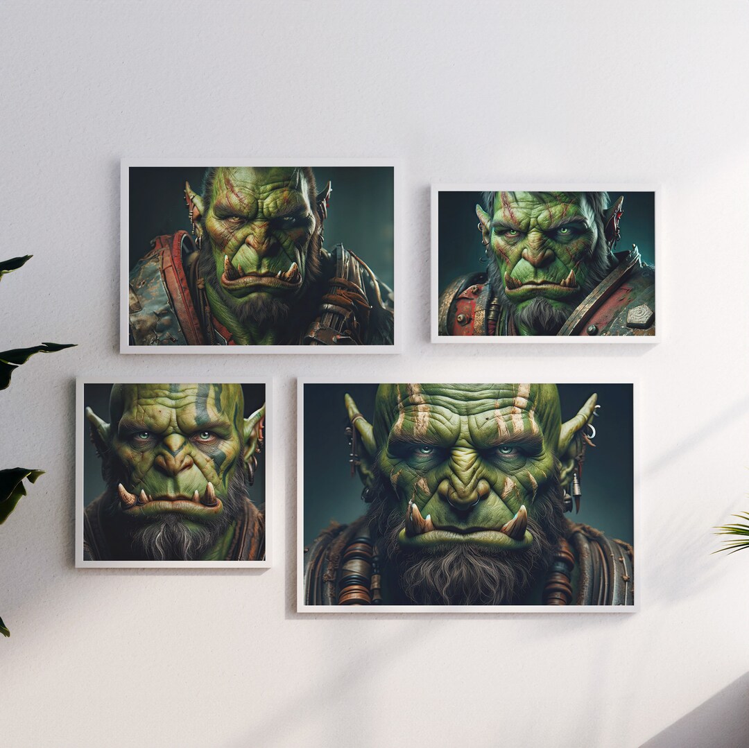 4 Orcs Posters - Blazeclaw Raiders Clan - 6K PNG Modern Wall Art ...