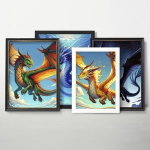Wings of Fire Poster Set of 4 | Dragons of Fire Fanart, Glory Dragon, Dragons Art, Fantasy Decor, Fantasy Dragon, Wings of Fire Printeble