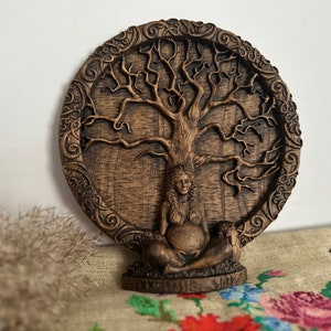 Yggdrasil wall art, Mother Earth's emblem carved in wood, Traditional norse gifts, Earth goddess, Wooden tree decor, Personalized gift 5.0 (267)