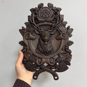Wooden deer wall art, Deer head sculpture, Deer wood carving, Personalized wood carving gift, Christmas gift ideas, Anniversary gift for him image 2
