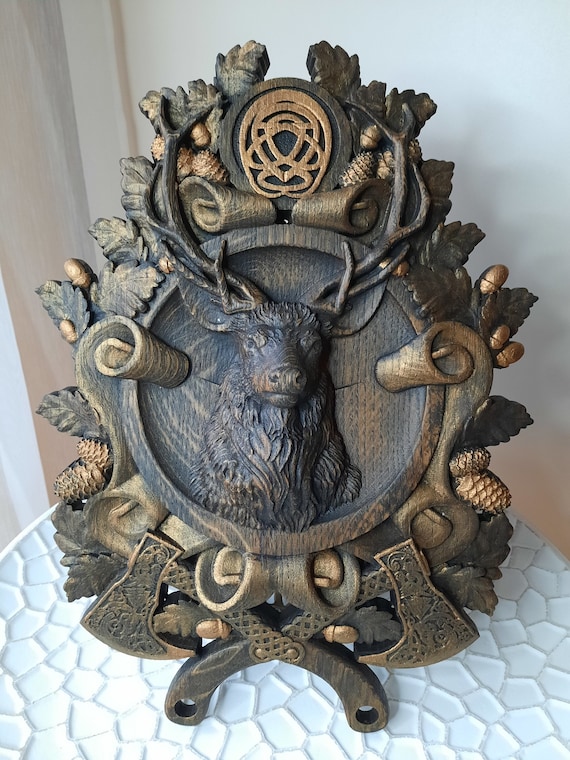 Wooden deer wall art, Deer head sculpture, Deer wood carving, Personalized wood carving gift, Christmas gift ideas, Anniversary gift for him