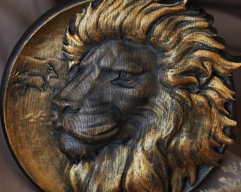Wooden lion wall art, Wooden carved lion, Lion carvings, Carved wood panels, Lion-inspired wood art, Christmas lion gifts, Housewarming gift