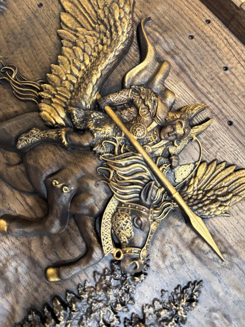 Valkyrie goddess art, Norse Valkyrie wooden wall hangings, Valkyrie norse carvings, Norse wall decor, Unique home decor, Personalized gift image 11