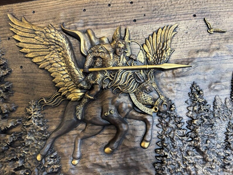 Valkyrie goddess art, Norse Valkyrie wooden wall hangings, Valkyrie norse carvings, Norse wall decor, Unique home decor, Personalized gift image 10