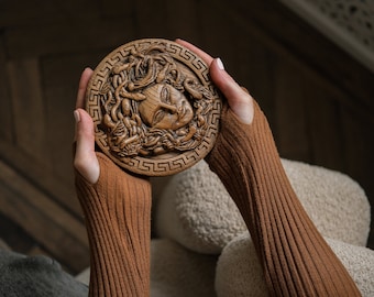 Wooden siren panel, Carved medusa art, Medusa home decor, Wood carving panel, Personalized gifts, Gifts ideas for her and him, Unique gifts