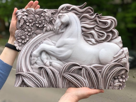 Carved wooden horse, Handcarved wooden wild life decor, Carved horses wall art, Perfect home decor gift, horse carvings, Wood man gift
