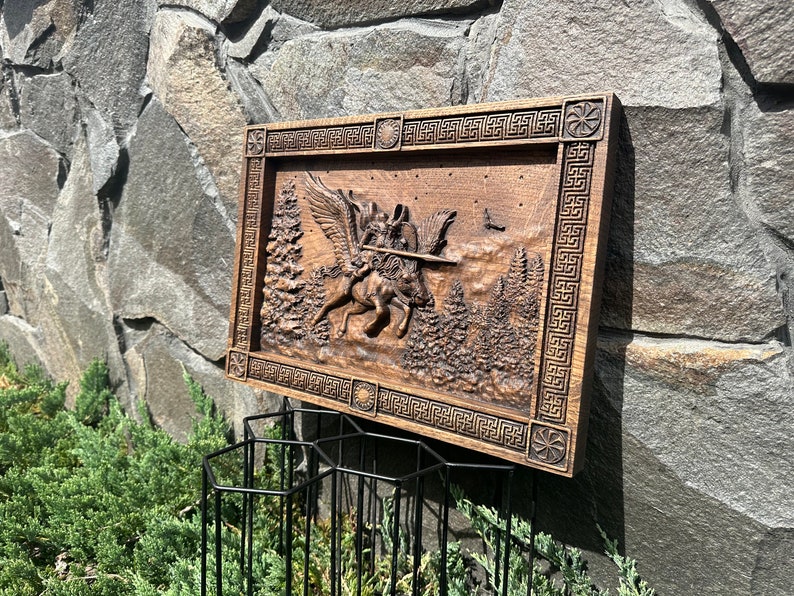 Valkyrie goddess art, Norse Valkyrie wooden wall hangings, Valkyrie norse carvings, Norse wall decor, Unique home decor, Personalized gift image 2