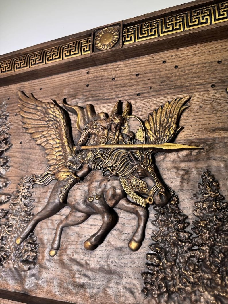 Valkyrie goddess art, Norse Valkyrie wooden wall hangings, Valkyrie norse carvings, Norse wall decor, Unique home decor, Personalized gift image 9