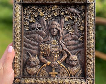 Freyja wooden panel, 7x9 inches Goddess of love, Freyja art, Freyja goddess wood wall art, Wooden housewarming gift, Valentine's day gift