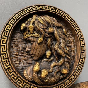 Carved medusa art, Medusa home decor, Wooden siren panel, Wood carving panel, Personalized gifts, medusa statue, Gifts ideas for her and him