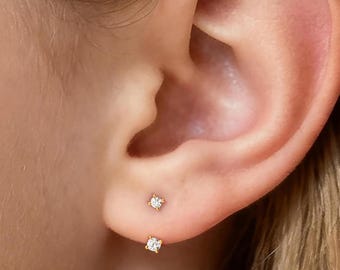 Double CZ-oorbellen, oorbellen voor, achter, Diamond Ear Jacket-oorbellen, stapeloorbellen