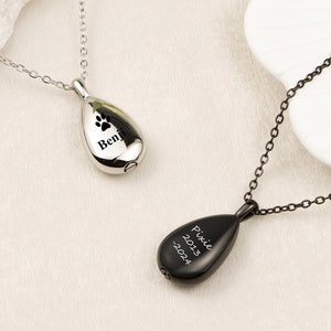 Custom Cremation Teardrop Urn Necklace,Pet Ashes Keepsake,Personalized Ash Memorial Jewelry,Urns for Human Ashes,Pet Loss Necklace