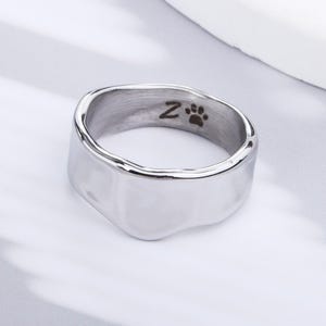 Irregular Chunky Ring,Custom Engraved Ring,Personalized Couple rings,Vintage Thick Band,Statement Ring,Titanium Steel Ring