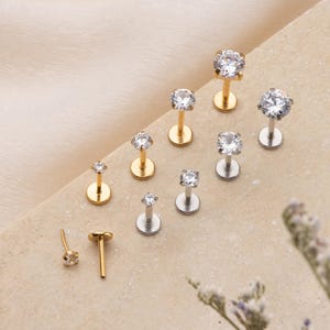 2-5 mm Round CZ Earrings,Titanium Cz Earrings,Push Pin Diamond Earrings,Crystal Earrings,Stacking Earrings,Bridal Earrings