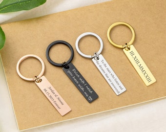 Personalized Engraved Bar Keychain,Custom Drive Safe Keychain,Stainless Steel Keychain for Him,Engraved Metal Keyring,Gift for Dad