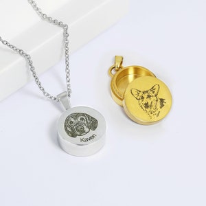 Pet Portrait Urn Necklace,Pet Ashes Necklace,Personalized Pet Urn Necklace Cremation Jewelry,Ashes Keepsake,Pet Loss Gift